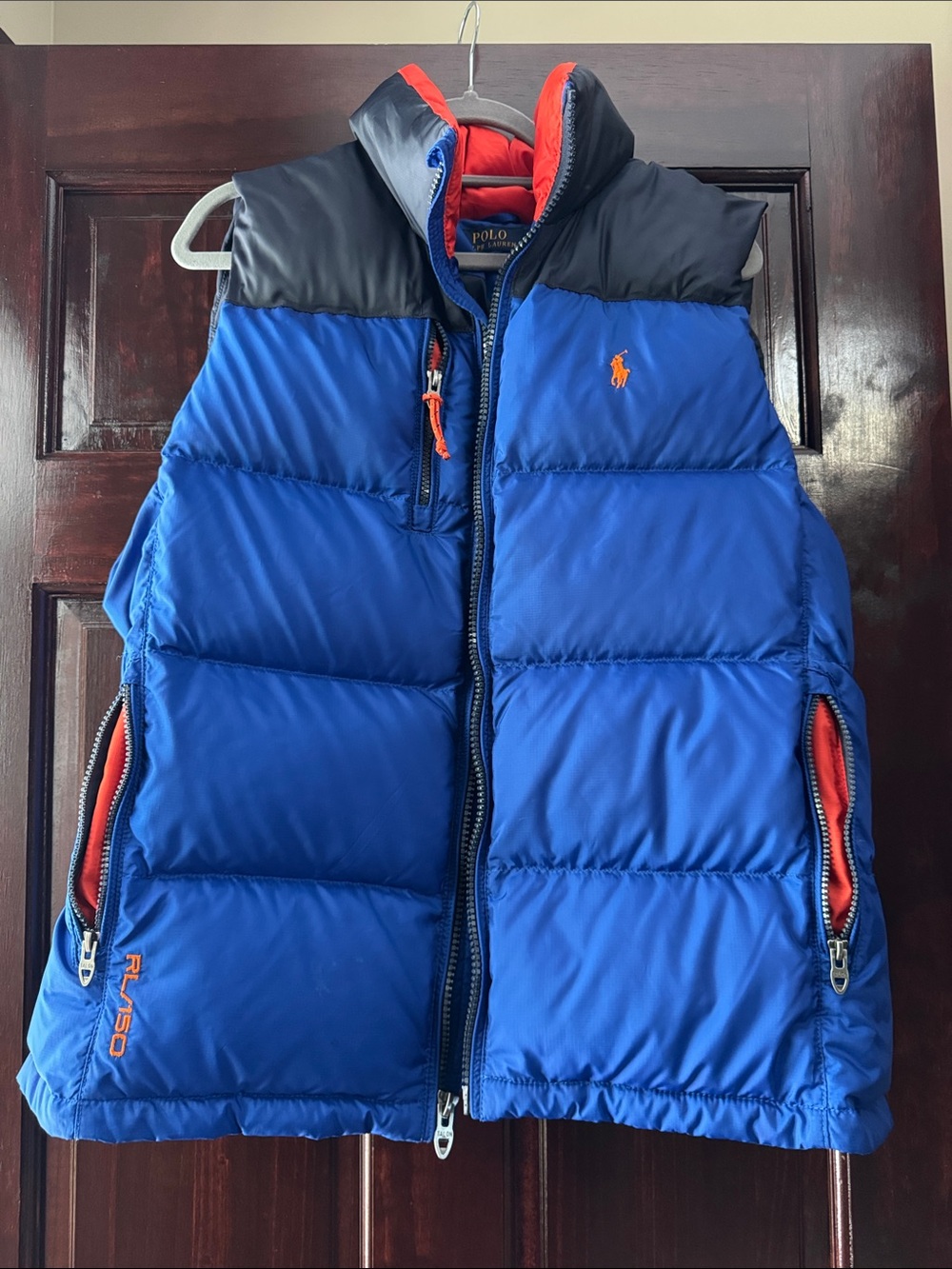 Polo by Ralph Lauren Blue Puffer Vest with Red Accents